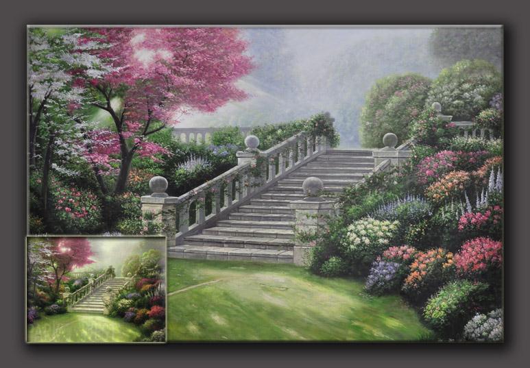 托马斯风景油画定制-花园景风景油画