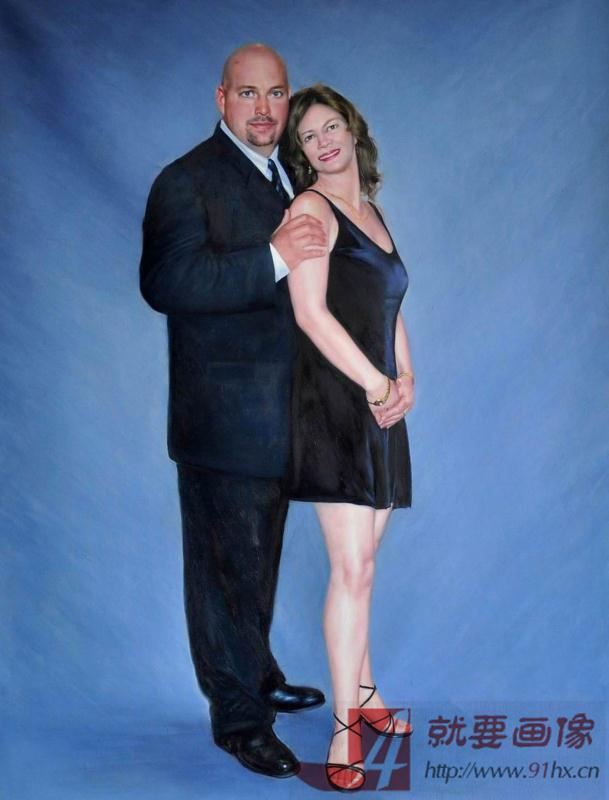 夫妻肖像油画手绘人物油画